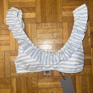 NWT Vero Moda Blue/White Striped Ruffle Bikini Top